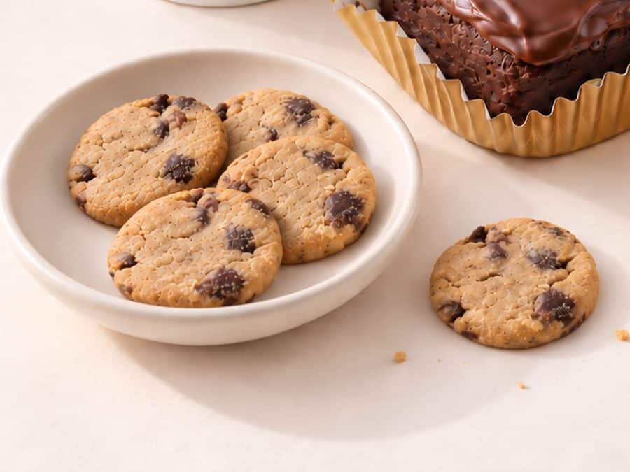 A dish of SLB lactation cookies with a brownie